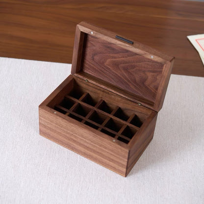 Emily Solid Walnut Storage Box for Essential Oils & Lipsticks