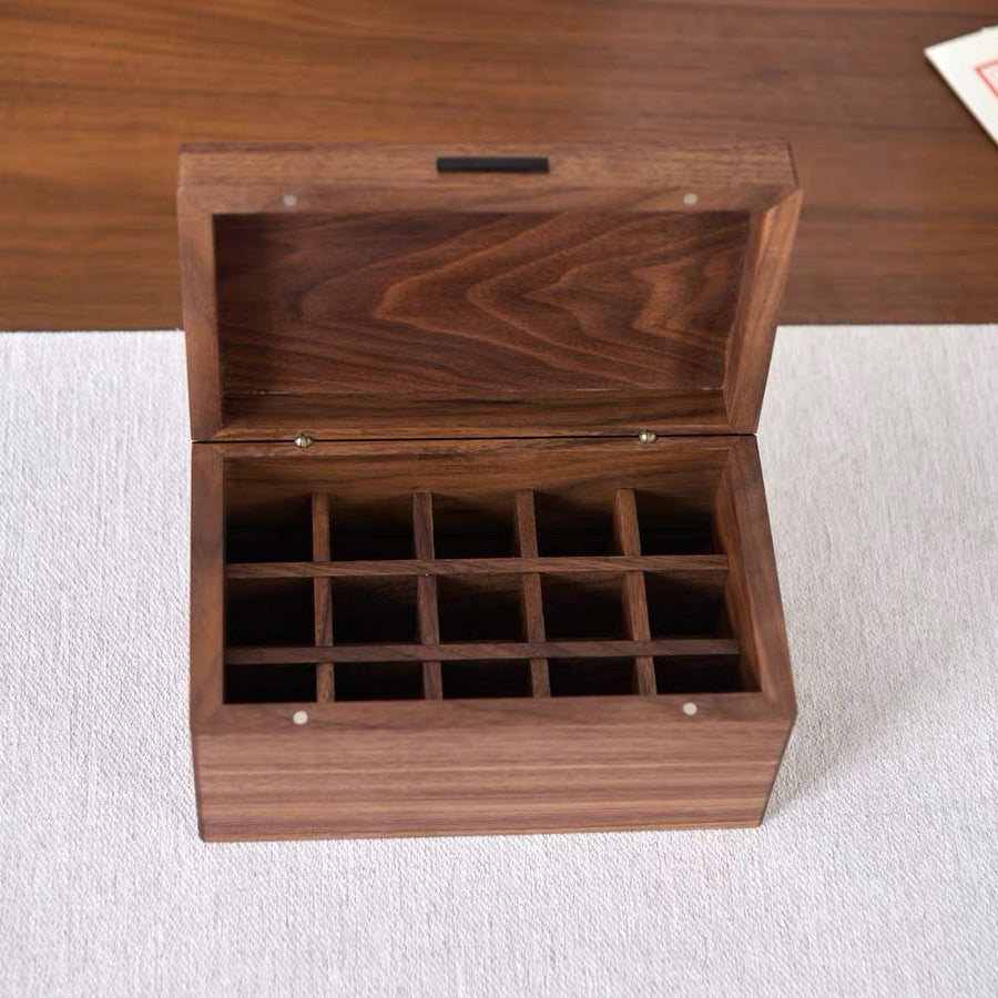 Emily Solid Walnut Storage Box for Essential Oils & Lipsticks