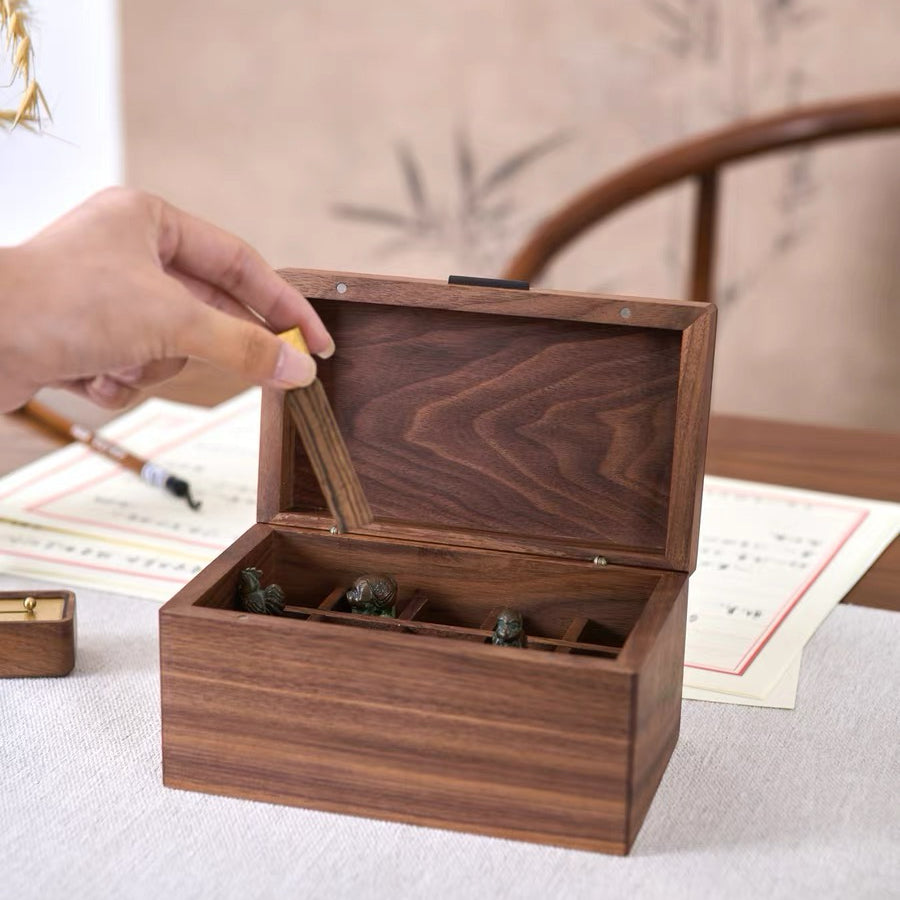 Emily Solid Walnut Storage Box for Essential Oils & Lipsticks