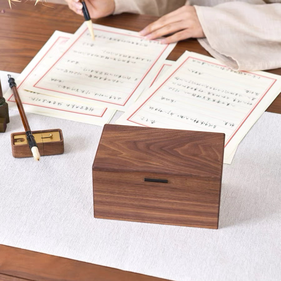 Emily Solid Walnut Storage Box for Essential Oils & Lipsticks