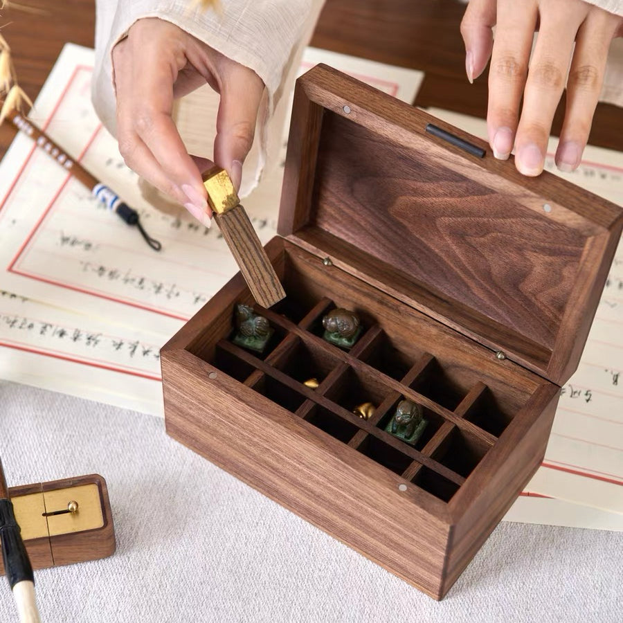 Emily Solid Walnut Storage Box for Essential Oils & Lipsticks