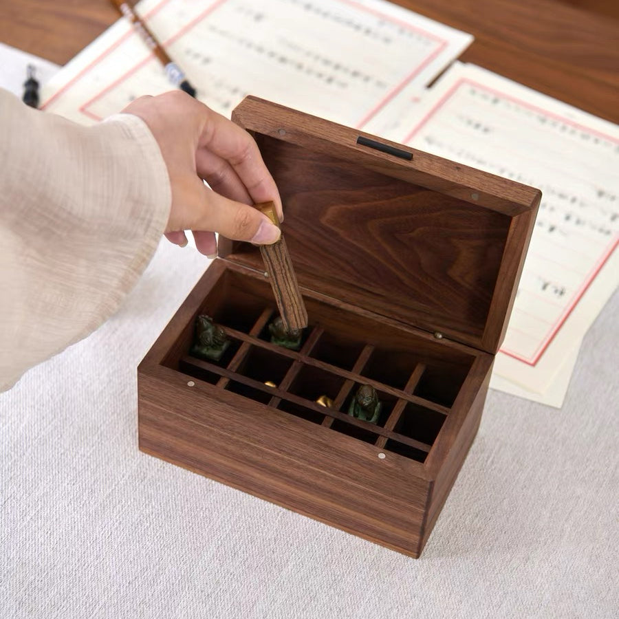 Emily Solid Walnut Storage Box for Essential Oils & Lipsticks