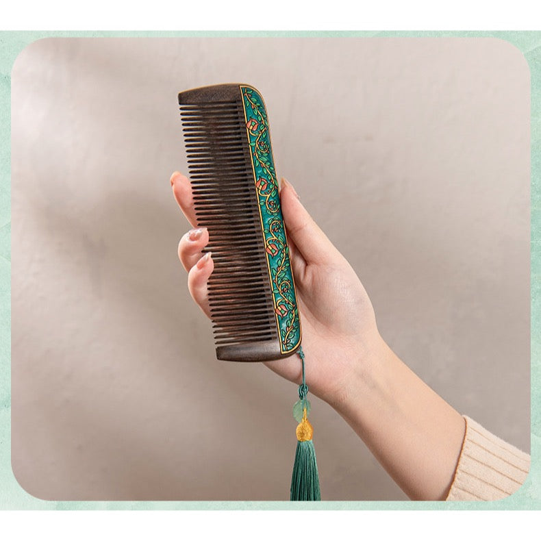 Aster Solid Wood Long-Handle Hair Comb