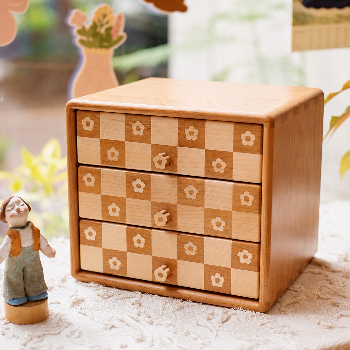 Dahlia Solid Wood 3-Drawer Storage Cabinet
