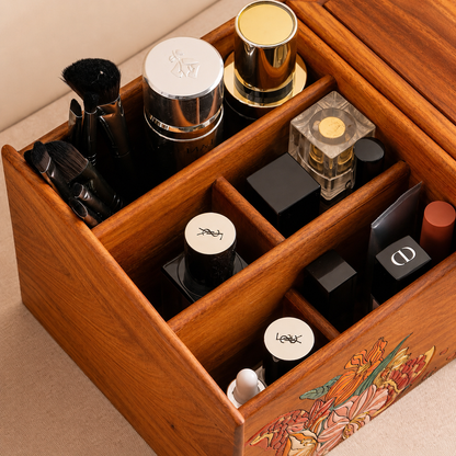 Lilia Hand-Painted Makeup Organizer with Tissue Box